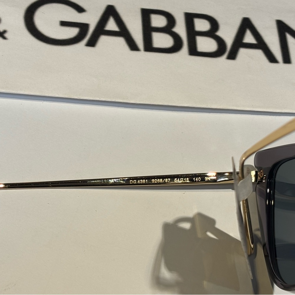 New Dolce & Gabbana DG4381 3268/87 Grey Cat-Eye Sunglasses with Gold Detail - Picture 10 of 13
